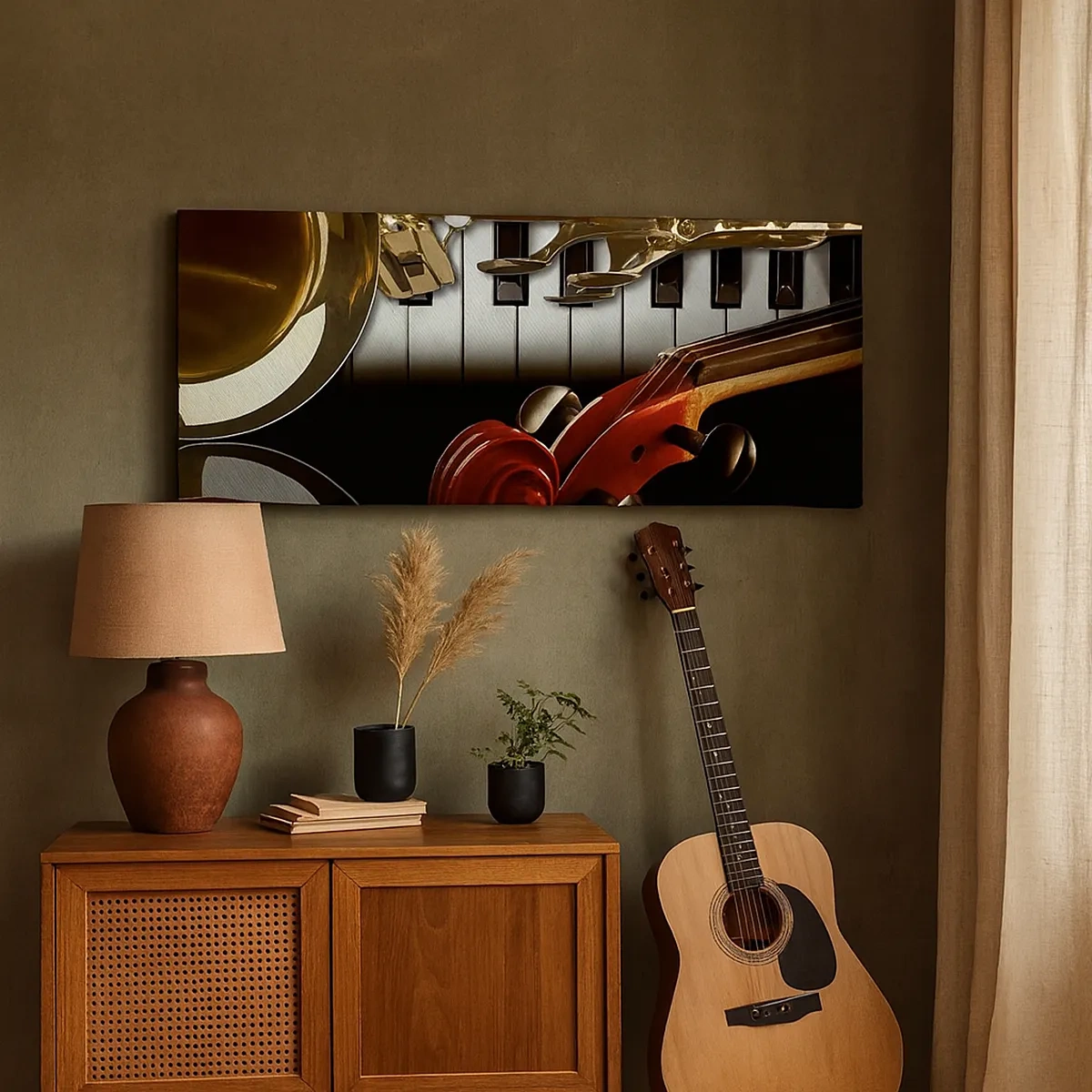 Obraz na plátne - Plech, drevo a slonovinová kosť - 30x30 cm