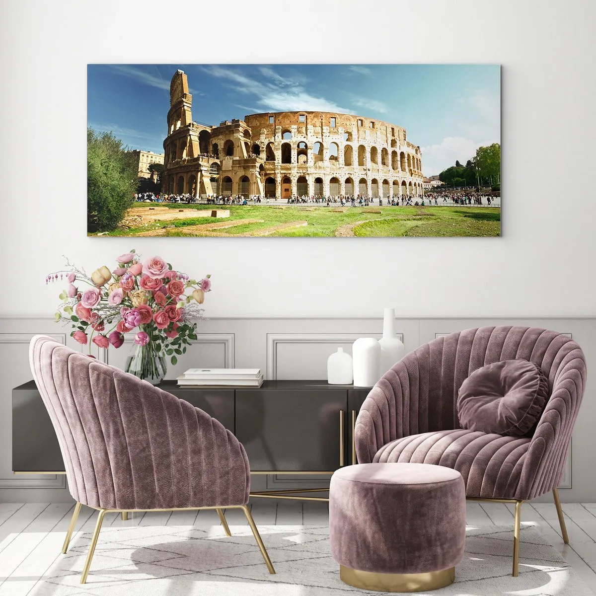 Obraz na skle - Ešte je počuť hrkanie zbraní - 100x40 cm