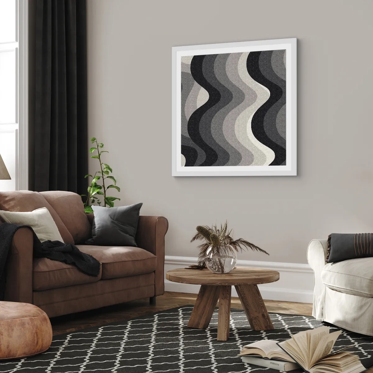 Plagát v bielom ráme - Vlna za vlnou - 30x30 cm