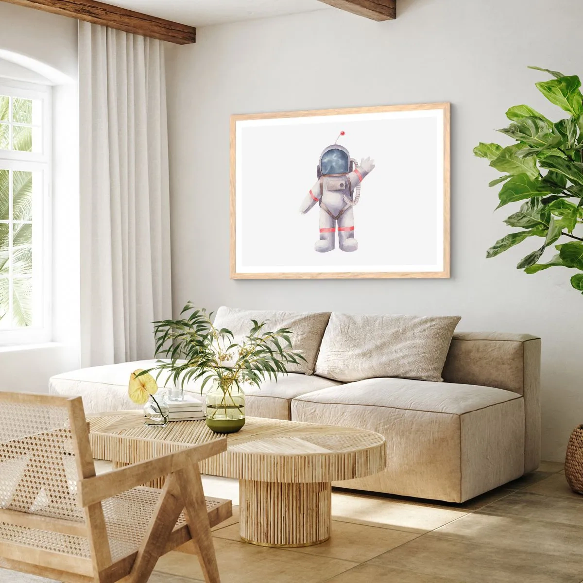 Plagát v ráme zo svetlého duba - Tak zatiaľ! - 100x70 cm