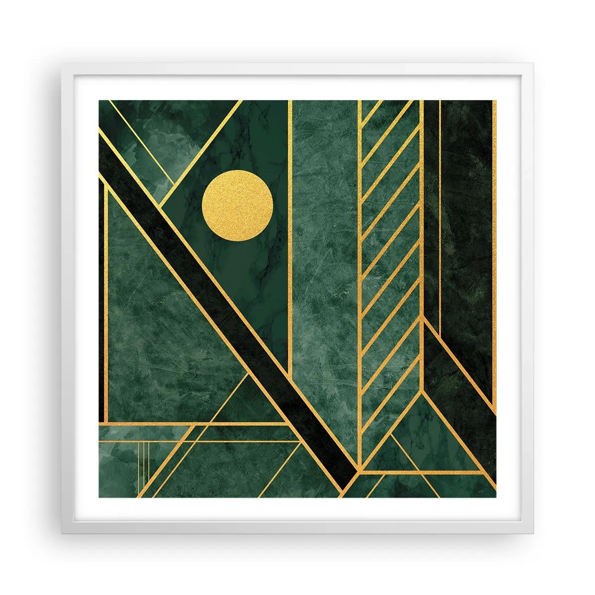 Plagát v bielom ráme - Dynamika zlata a lazuritu - 60x60 cm