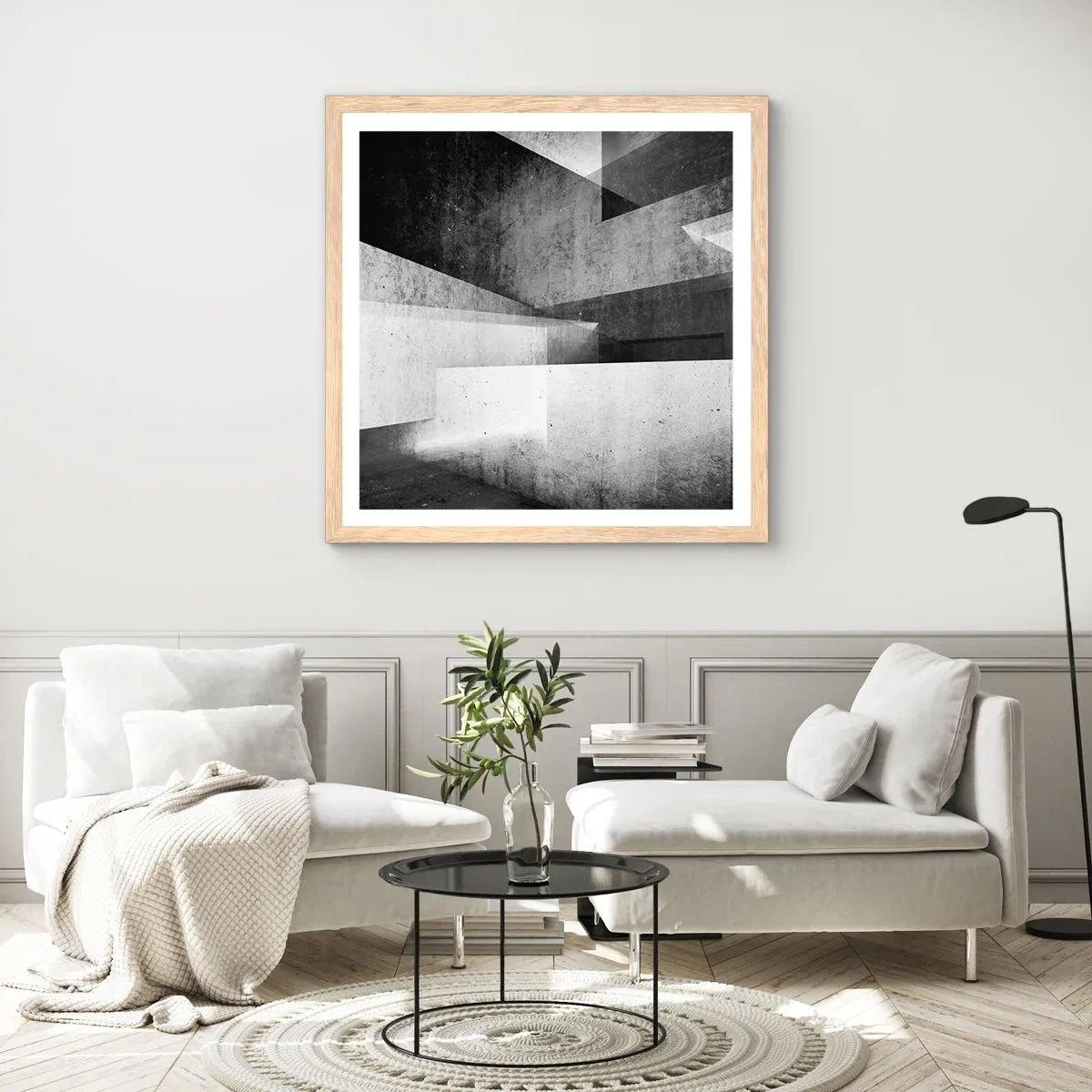 Plagát v ráme zo svetlého duba - Štruktúra priestoru - 60x60 cm