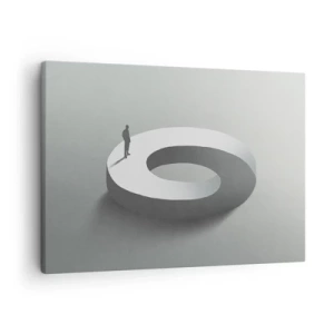 Obraz na plátne - Muž na sivej abstraktnej stavbe - 70x50cm - To pochopíš - Moderná nástenná dekorácia do obývacej izby a spálne ARTTOR