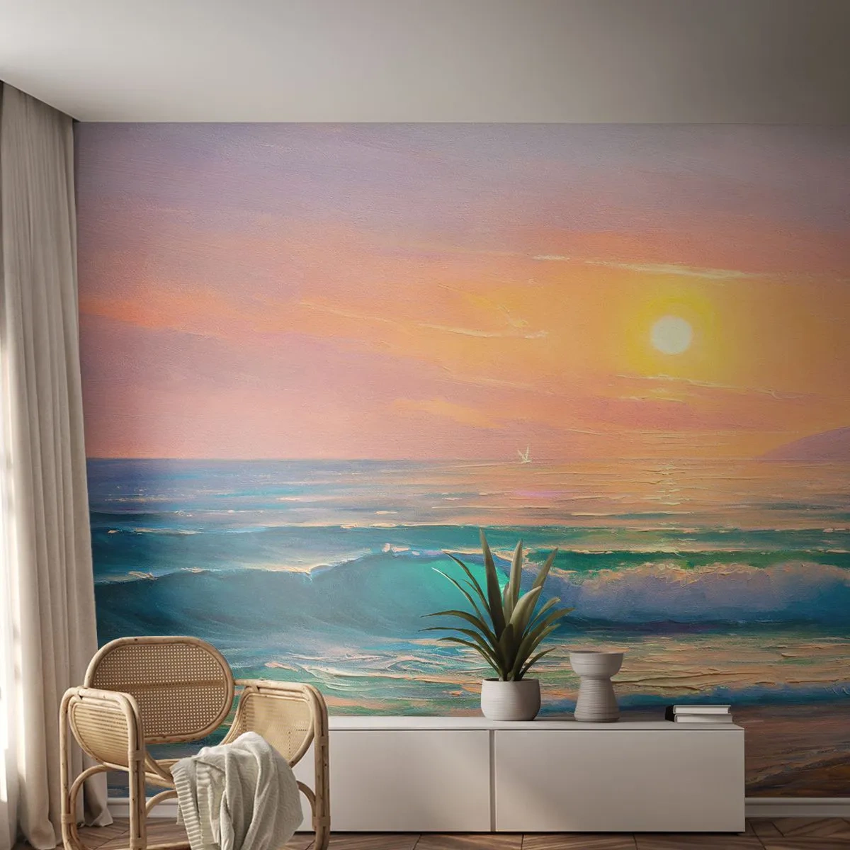 Fototapeta Premium Sand - Tyrkysová pieseň vĺn - Abstrakcia, Krajina, More - 100x70 cm