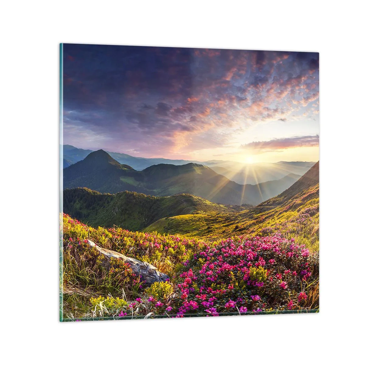 Obraz na skle - Sviežosť horského rána - 70x70 cm