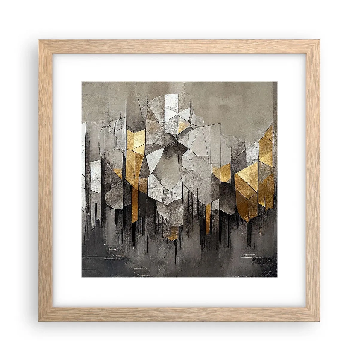 Plagát v ráme zo svetlého duba - Kompozícia z ľadu a svetla - 30x30 cm