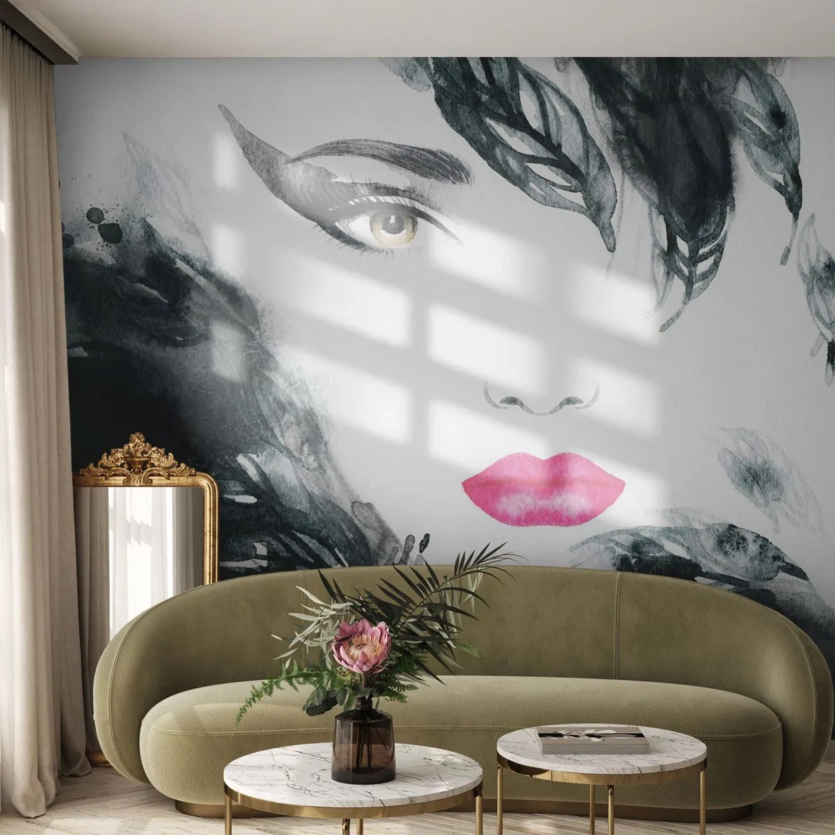 Samolepiaca Fototapeta Deluxe Sticker - Pozor! Femme fatale - Abstrakcia, Ženská tvár, Portrét ženy - 250x175 cm