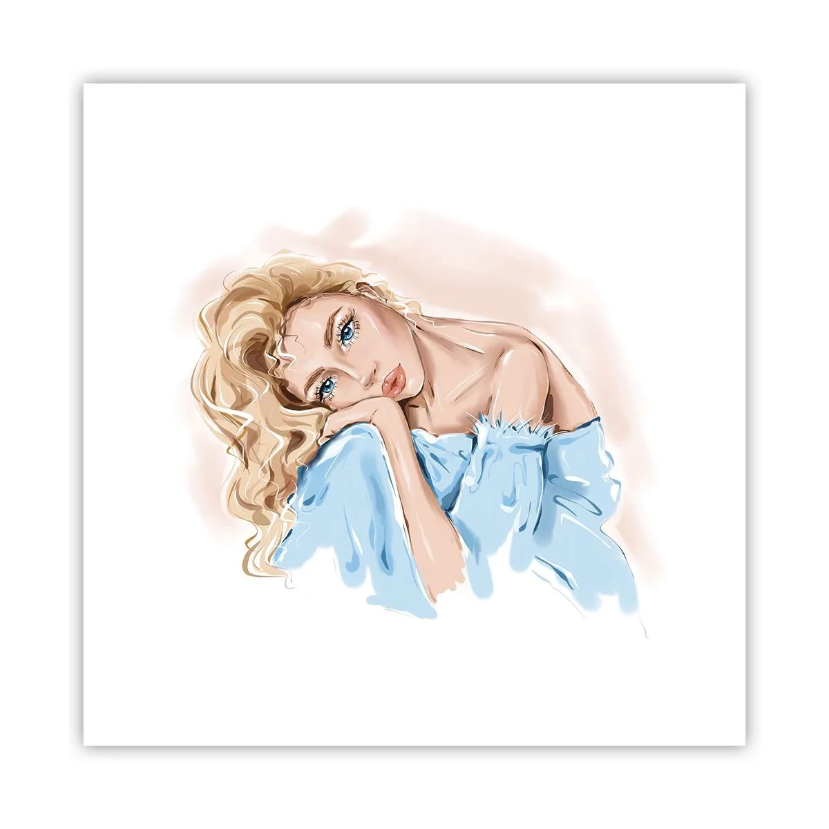 Plagát - Zasnená v modrej - 30x30 cm