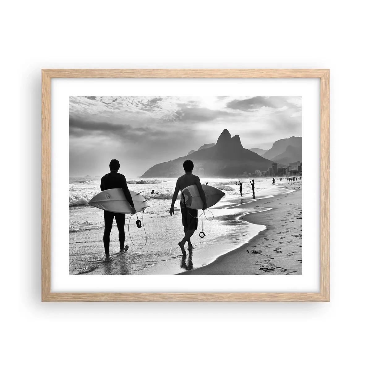 Plagát v ráme zo svetlého duba - Samba na jednu vlnu - 50x40 cm