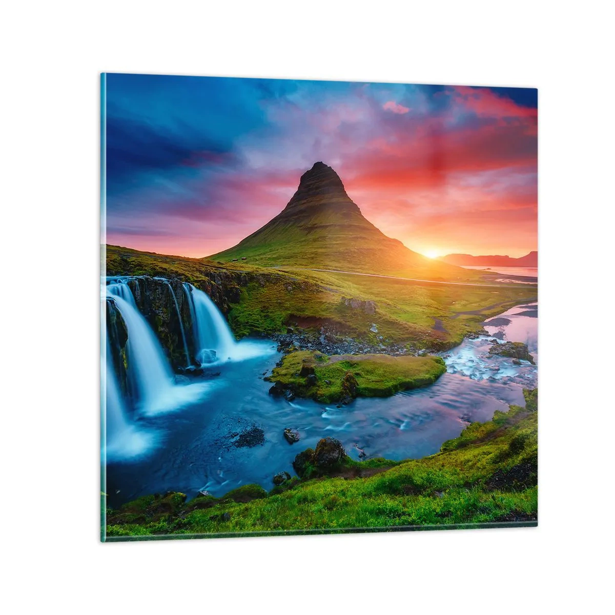 Obraz na skle - Island - oheň a voda - 60x60 cm