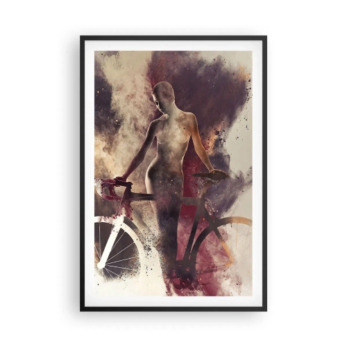 Plagát v čiernom ráme - Cyklistická duša v mramorových tvaroch - 61x91 cm