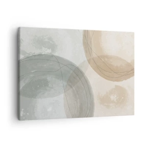 Obraz na plátne - Abstraktná kompozícia v pastelových farbách s čiarami - 70x50cm - Prenikanie svetov - Moderná nástenná dekorácia do obývacej izby a spálne ARTTOR