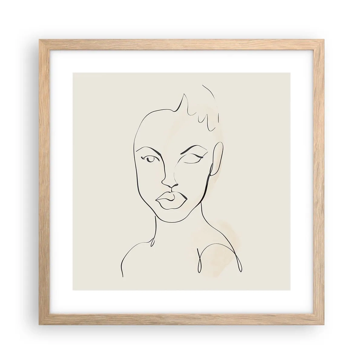 Plagát v ráme zo svetlého duba - Obrys zmyselnosti - 40x40 cm