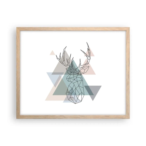 Plagát v ráme zo svetlého duba - V geometrickom lese - 50x40 cm