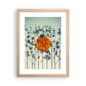 Plagát v ráme zo svetlého duba - Japonské slnko - 30x40 cm
