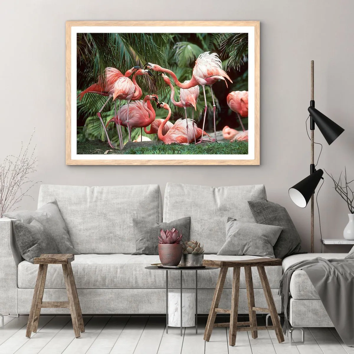 Plagát v ráme zo svetlého duba - Popoludňajšie klebety - 100x70 cm