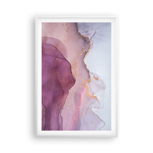 Plagát v bielom ráme - Fialové a ľalové vlny - 61x91 cm