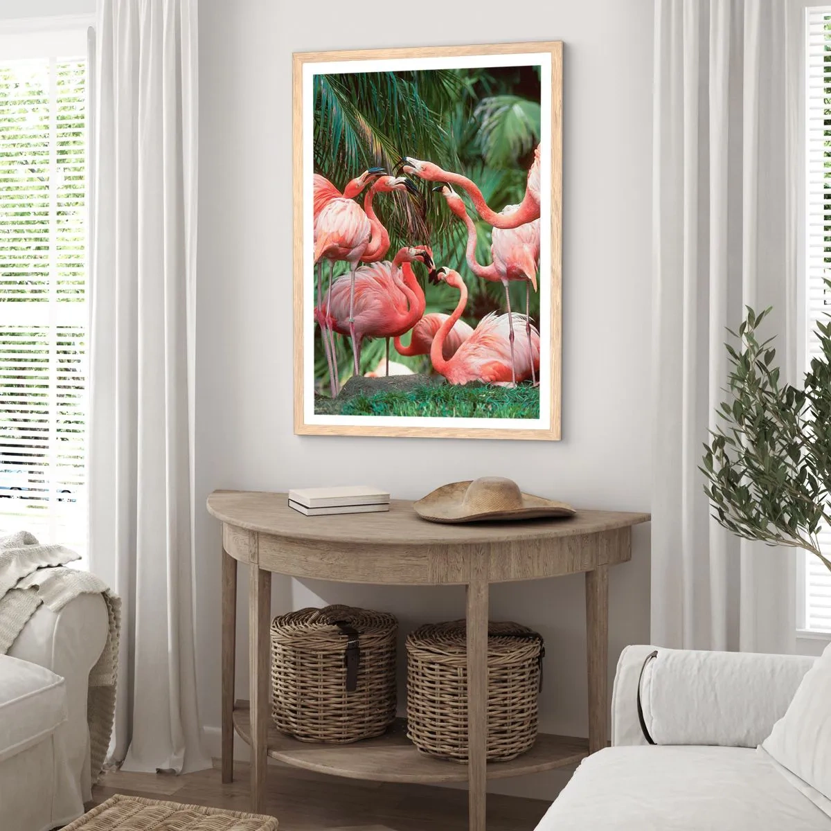 Plagát v ráme zo svetlého duba - Popoludňajšie klebety - 70x100 cm