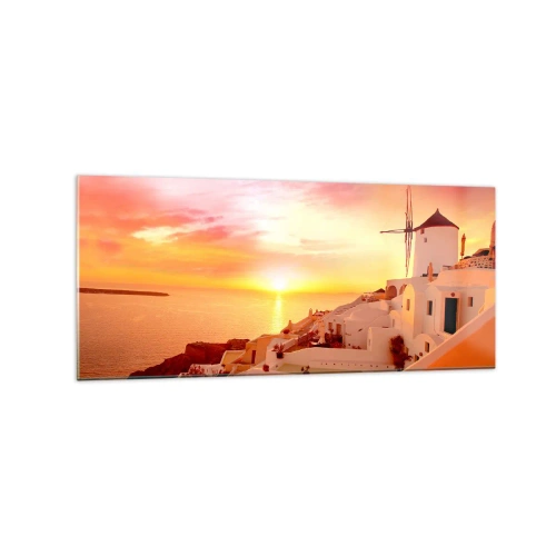 Obraz na skle - Rozplynúť sa v bielej a zlatej - 120x50 cm