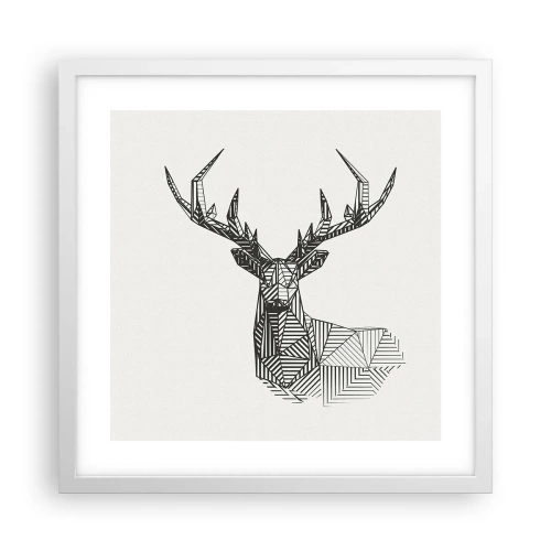 Plagát v bielom ráme - Jeleň v kubistickom štýle - 40x40 cm