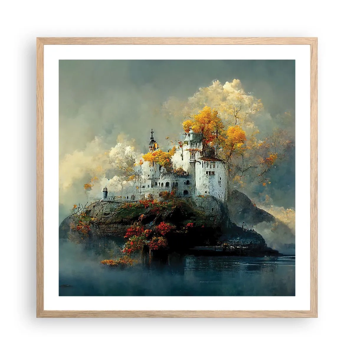 Plagát v ráme zo svetlého duba - Začiatok romantického príbehu - 60x60 cm