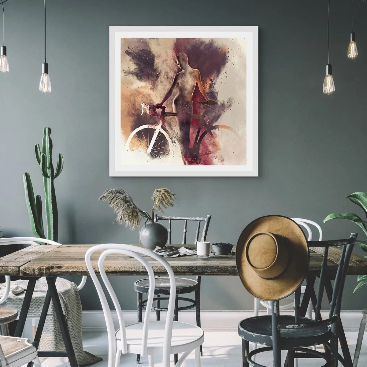Plagát v bielom ráme - Cyklistická duša v mramorových tvaroch - 30x30 cm