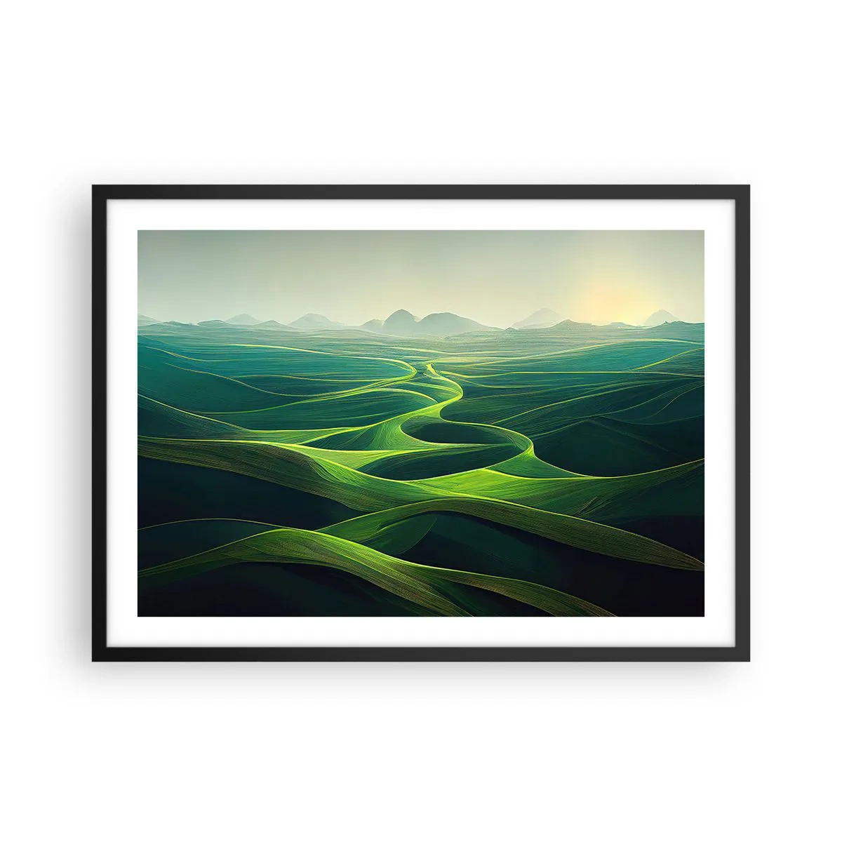 Plagát v čiernom ráme - V zelených údoliach - 70x50 cm