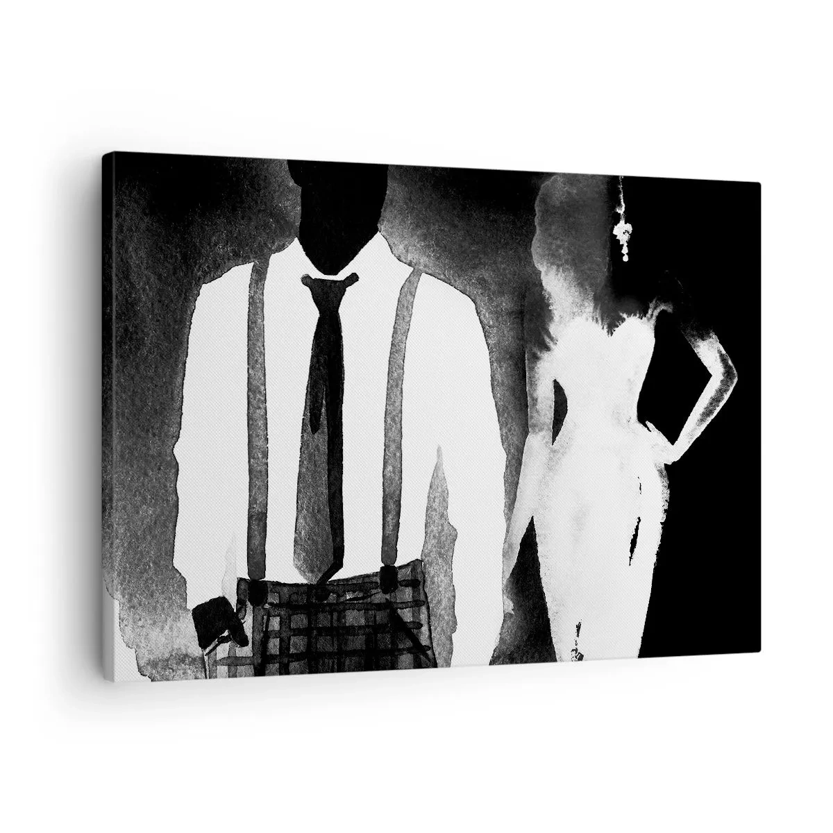 Obraz na plátne - Postavy v štýle noir, čiernobiela elegancia a tajomno - 70x50cm - V štýle noir - Moderná nástenná dekorácia do obývacej izby a spálne ARTTOR