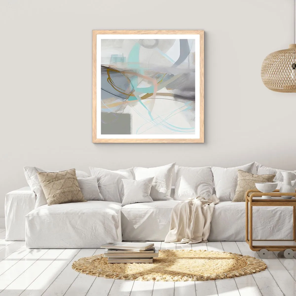 Plagát v ráme zo svetlého duba - Hmlistá abstrakcia - 40x40 cm