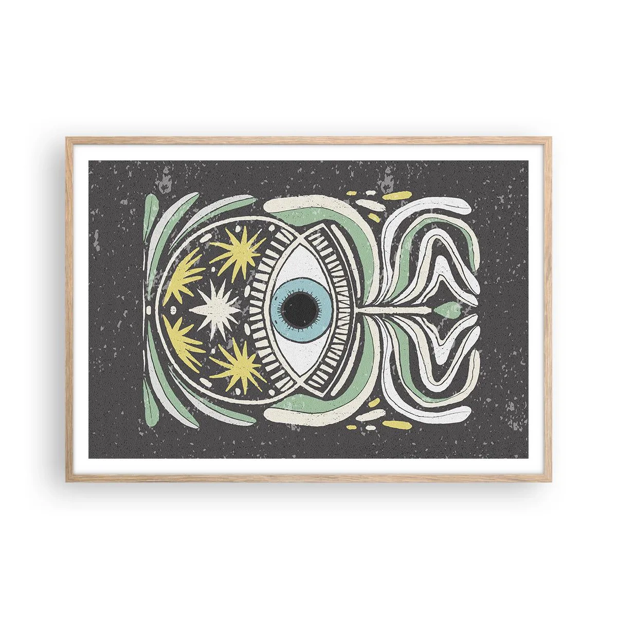 Plagát v ráme zo svetlého duba - Kmeňové rituály - 100x70 cm