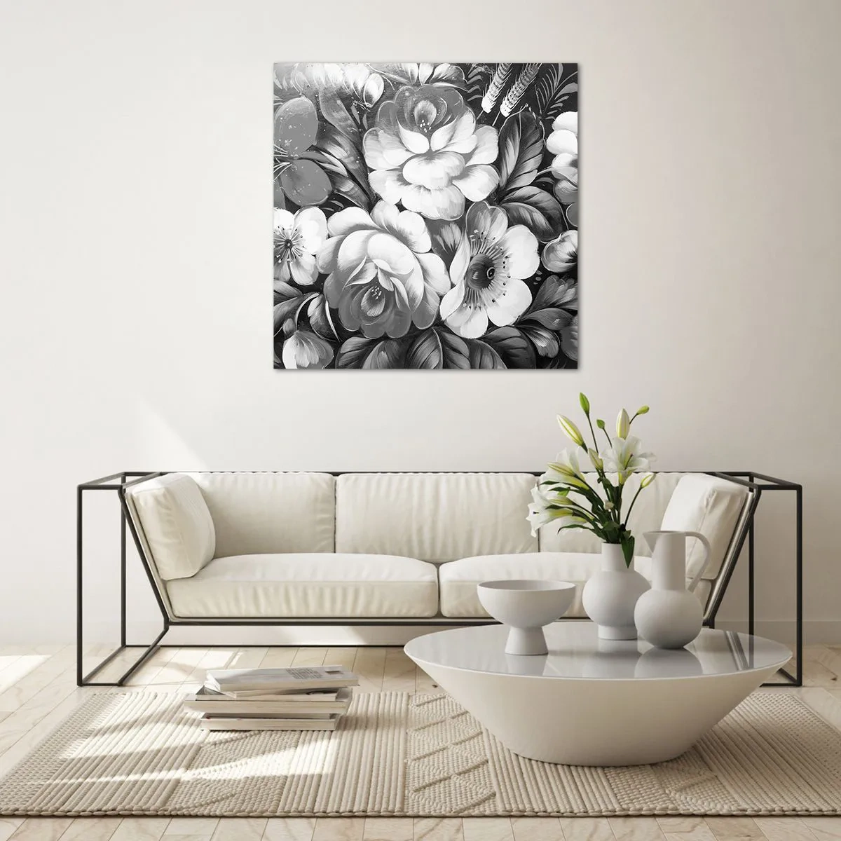 Obraz na skle - Krásne dokonca v šedej - 60x60 cm