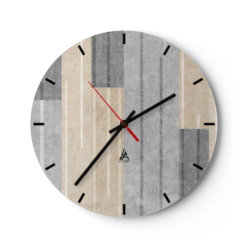 Nástenné hodiny - Geometrická kompozícia so zvislými pruhmi v odtieňoch sivej - 30x30cm - Kompozícia: drž sa - Moderná nástenná dekorácia do obývacej izby, kuchyne a spálne ARTTOR