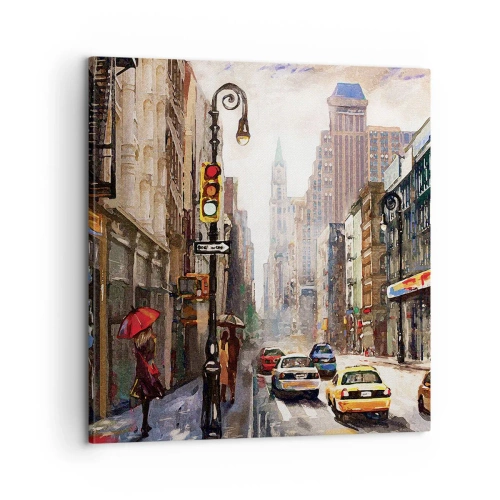 Obraz na plátne - New York – farebný aj v daždi - 60x60 cm
