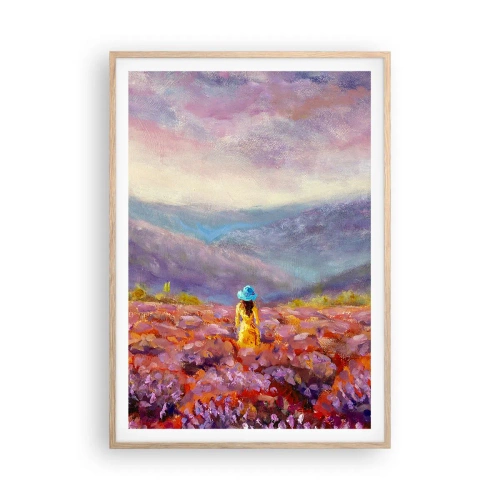 Plagát v ráme zo svetlého duba - V levanduľovom svete - 70x100 cm