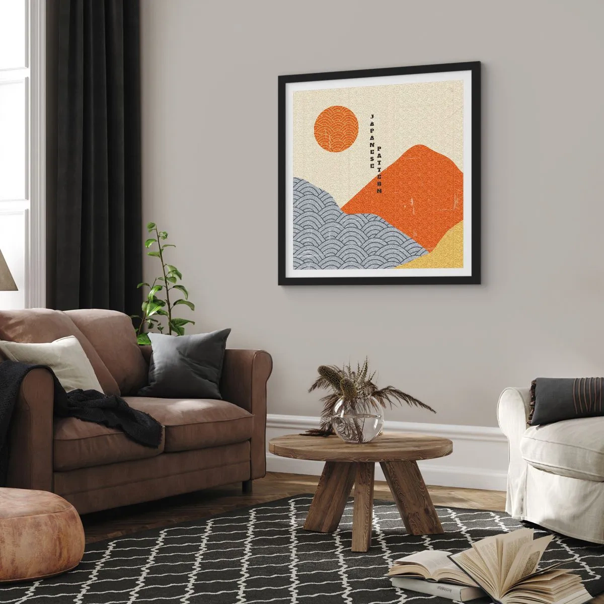 Plagát v čiernom ráme - V japonskom duchu - 40x40 cm