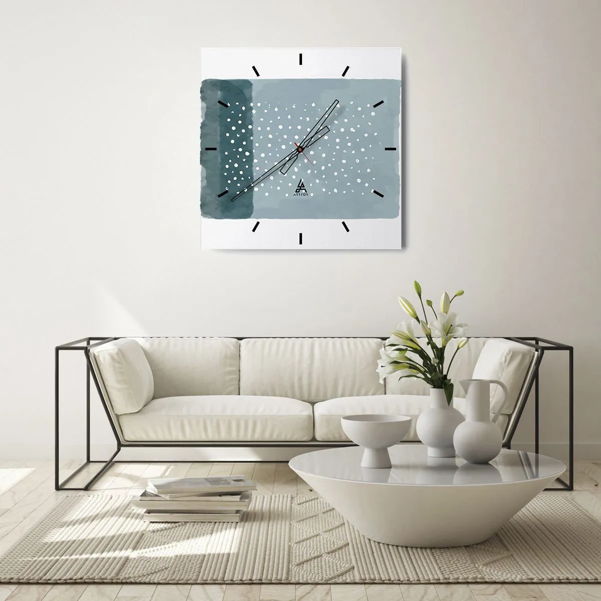 Nástenné hodiny - Pestované na modrej - 40x40 cm