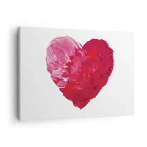 Obraz na plátne - Ružové a červené srdce maľované štetcom - 70x50cm - All you need is love - Moderná nástenná dekorácia do obývacej izby a spálne ARTTOR