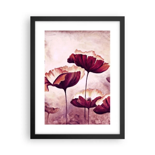 Plagát v čiernom ráme - Červený a biely plátok - 30x40 cm