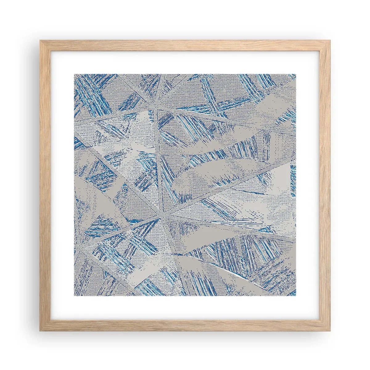 Plagát v ráme zo svetlého duba - V šedo-modrom labyrinte - 40x40 cm