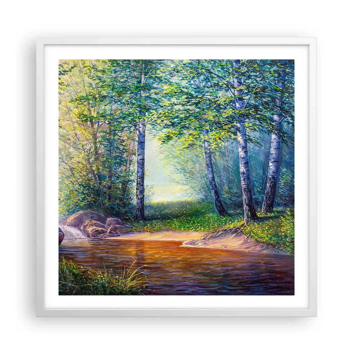 Plagát v bielom ráme - Idylické prostredie - 60x60 cm