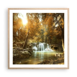 Plagát v ráme zo svetlého duba - Parkový vodopád - 60x60 cm
