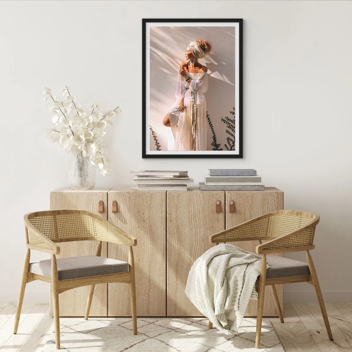 Plagát v čiernom ráme - Slnko a dievča - 61x91 cm