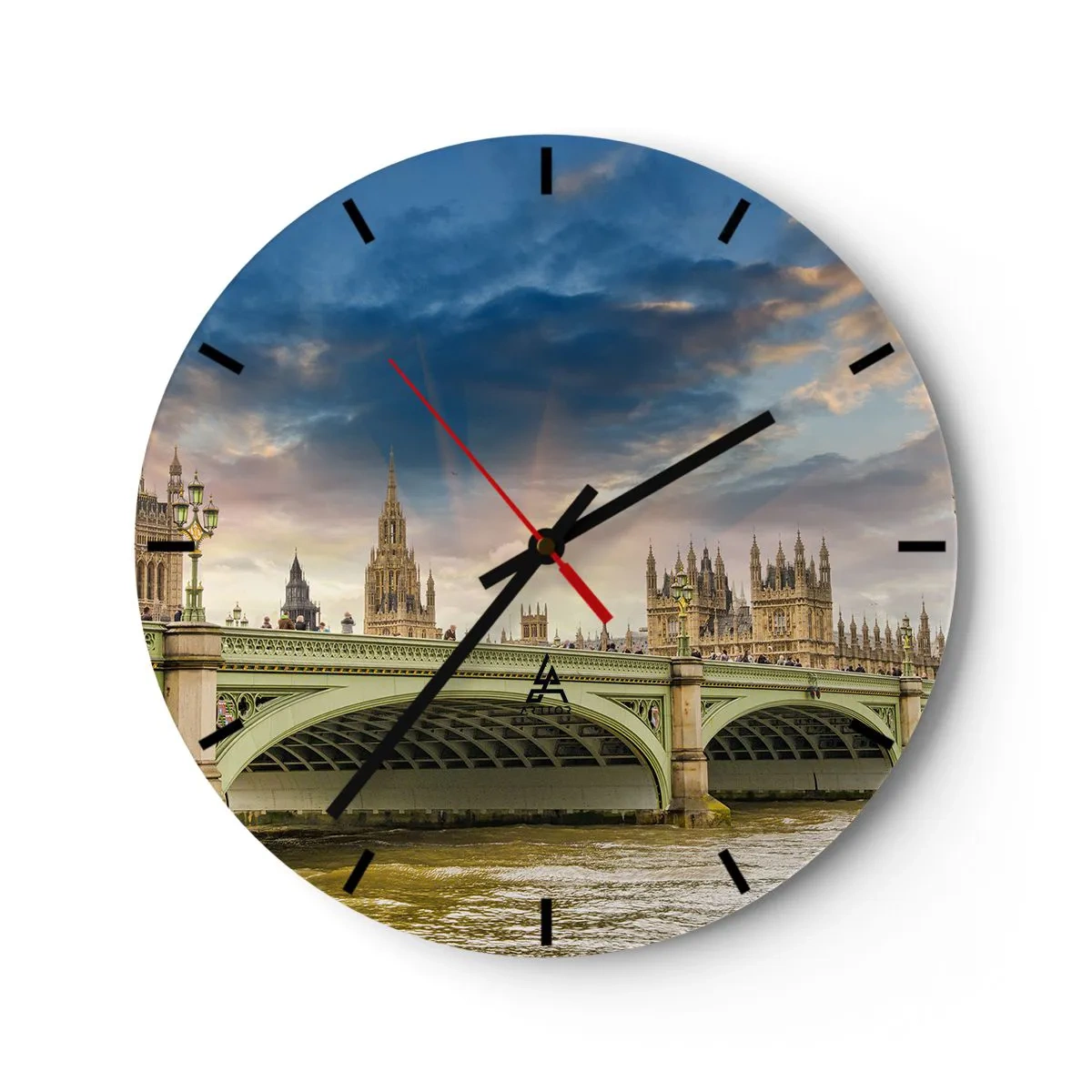 Nástenné hodiny - Most cez Temžu s výhľadom na Westminsterský palác - 30x30cm - Čas sa zastavil v Impériu - Moderná nástenná dekorácia do obývacej izby, kuchyne a spálne ARTTOR