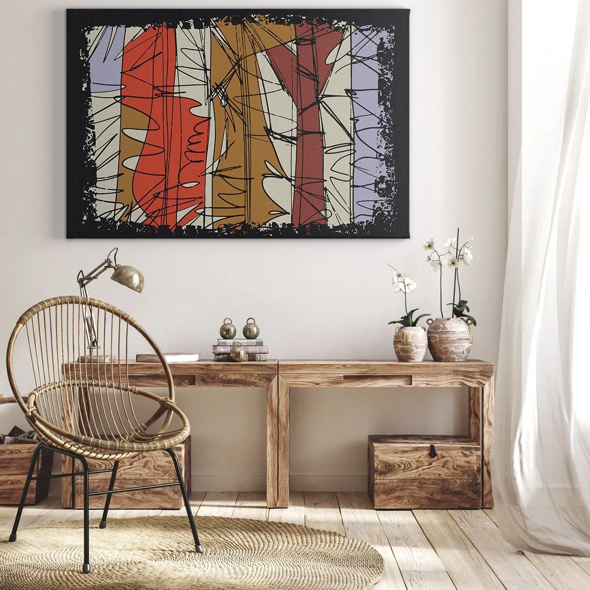Obraz na plátne - Abstraktná kompozícia v intenzívnych farbách - 70x50cm - Spontánna kompozícia - Moderná nástenná dekorácia do obývacej izby a spálne ARTTOR