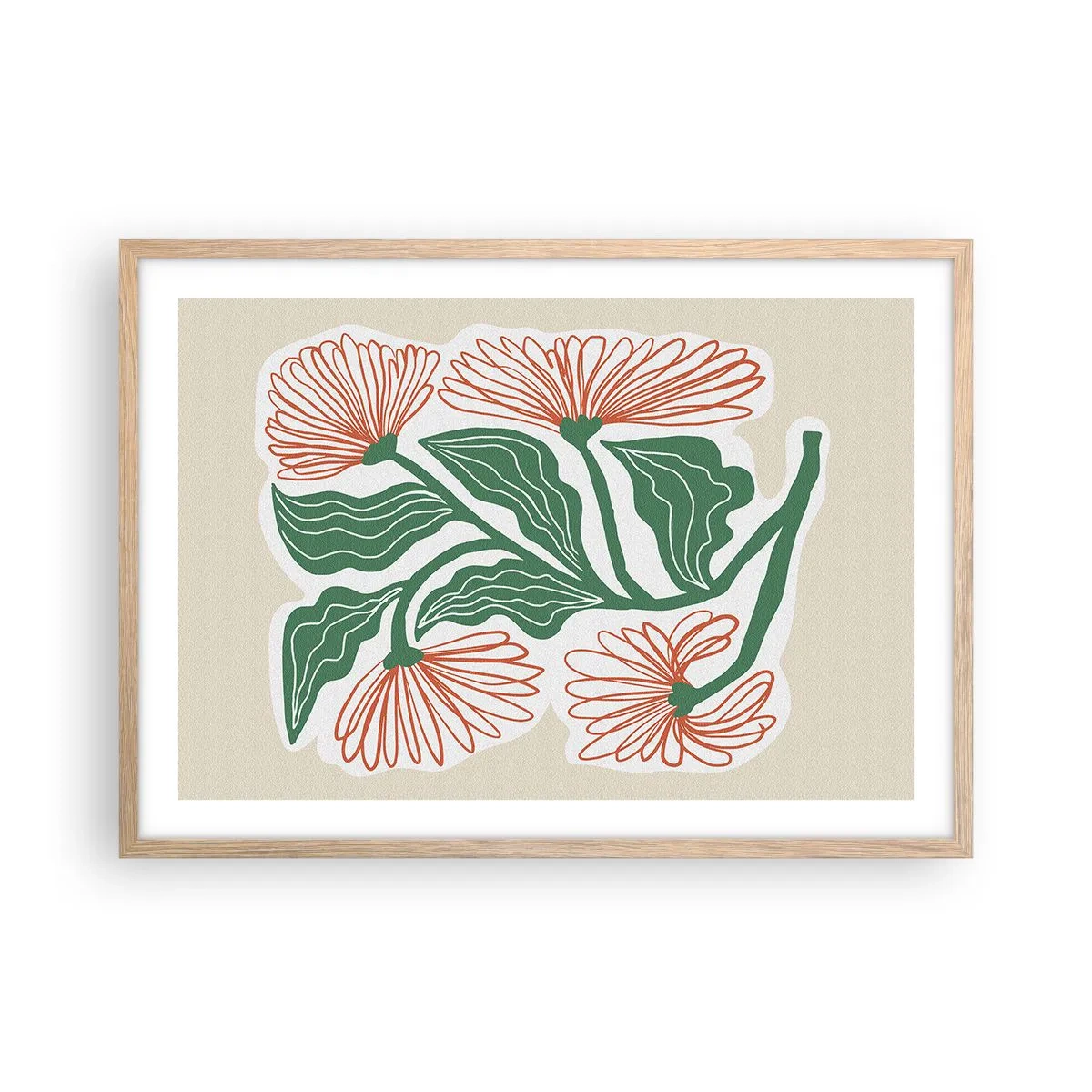 Plagát v ráme zo svetlého duba - Ľudové aj moderné - 70x50 cm