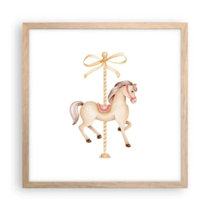 Plagát v ráme zo svetlého duba - Elegantným klusom - 40x40 cm
