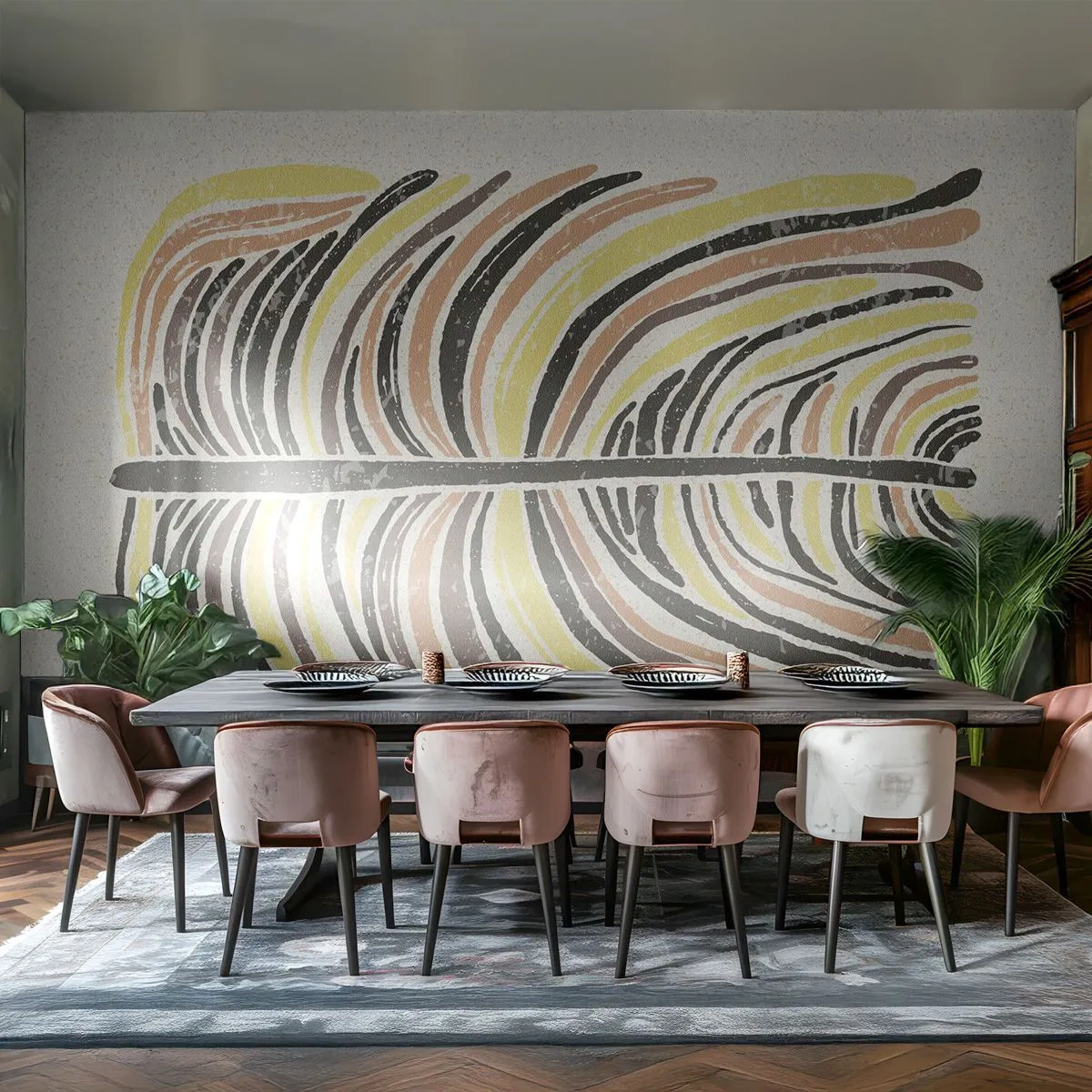 Fototapeta Premium Canvas - Abstrakcia plná života - Boho, Minimalizmus, Pastel - 400x280 cm