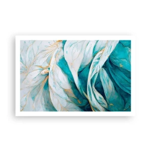 Plagát - Modrá abstrakcia so zlatým motívom - 91x61 cm