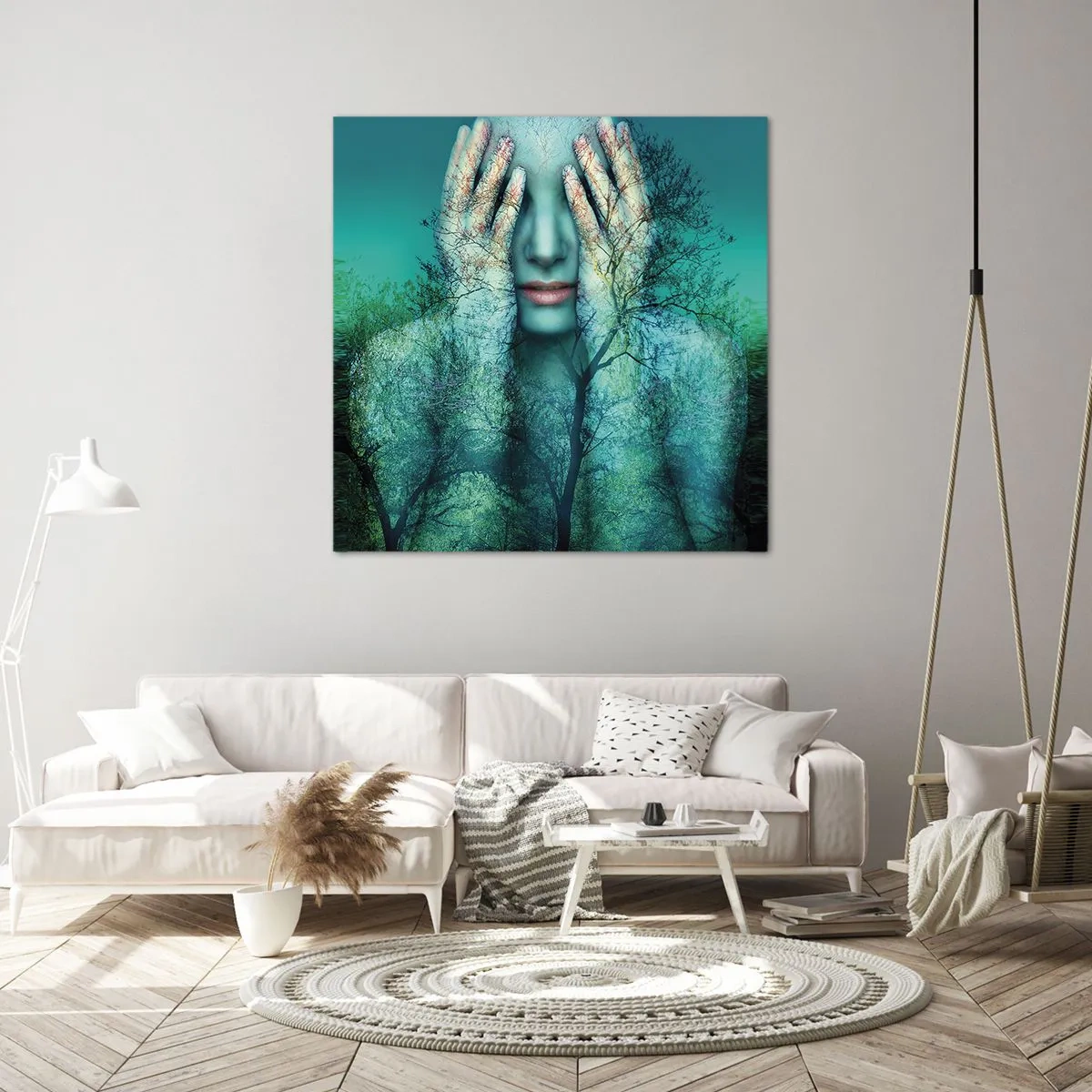 Obraz na plátne - Ponorená do modrej - 40x40 cm