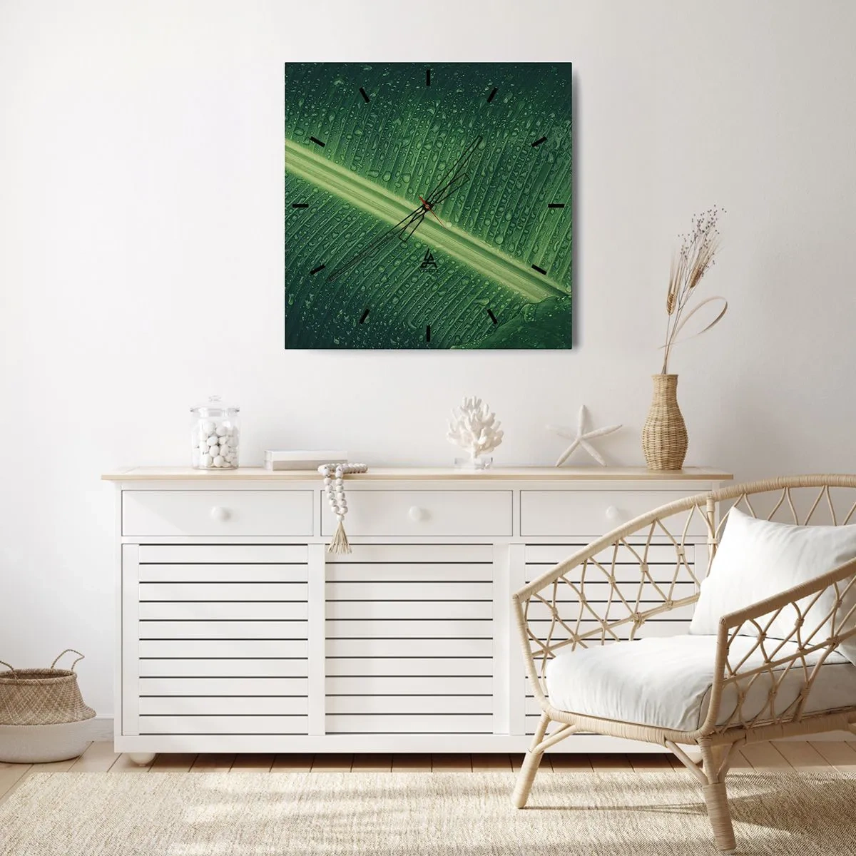 Nástenné hodiny - Štruktúra zelenej - 30x30 cm